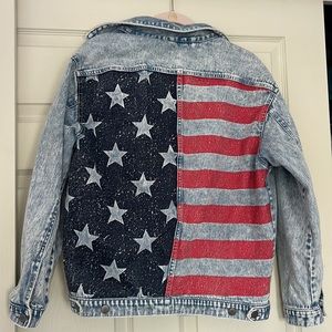 H&M American flag jean jacket